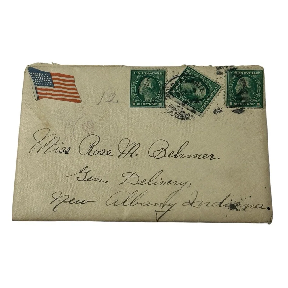 Antique 1910's Postal History WWI Original Military Soldier's Romantic Letter